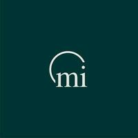 MI initial monogram logo with circle style design vector