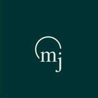 MJ initial monogram logo with circle style design vector