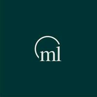 ML initial monogram logo with circle style design vector