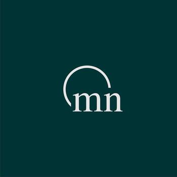 MN initial monogram logo with circle style design vector