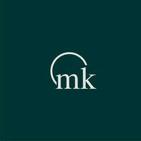 MK initial monogram logo with circle style design vector