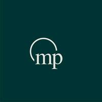 MP initial monogram logo with circle style design vector
