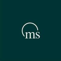 MS initial monogram logo with circle style design vector