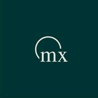 mx inicial monograma logo con circulo estilo diseño vector