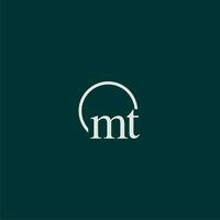 MT initial monogram logo with circle style design vector