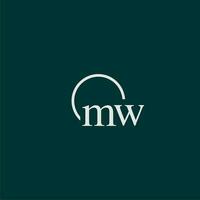 MW initial monogram logo with circle style design vector