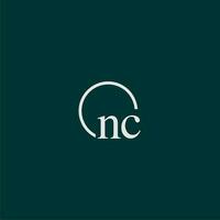 NC initial monogram logo with circle style design vector