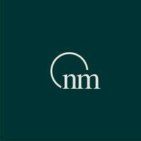 NM initial monogram logo with circle style design vector