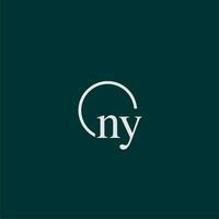 NY initial monogram logo with circle style design vector