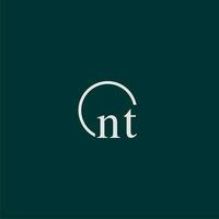 NT initial monogram logo with circle style design vector