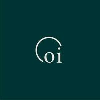 OI initial monogram logo with circle style design vector
