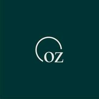 OZ initial monogram logo with circle style design vector