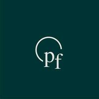 PF initial monogram logo with circle style design vector