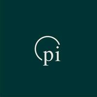 Pi inicial monograma logo con circulo estilo diseño vector