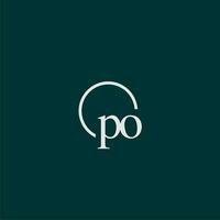 PO initial monogram logo with circle style design vector