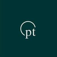 PT initial monogram logo with circle style design vector