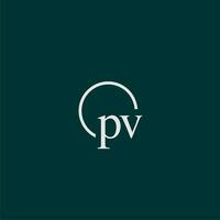 PV initial monogram logo with circle style design vector