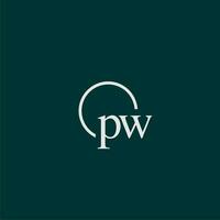 PW initial monogram logo with circle style design vector