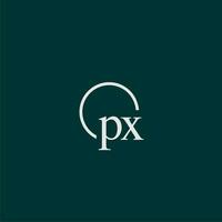 px inicial monograma logo con circulo estilo diseño vector