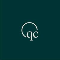 QC initial monogram logo with circle style design vector