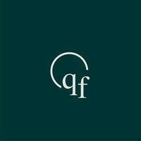 QF initial monogram logo with circle style design vector