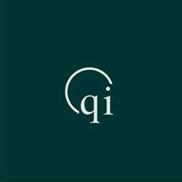 QI initial monogram logo with circle style design vector