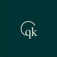 QK initial monogram logo with circle style design vector