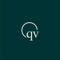 QV initial monogram logo with circle style design vector