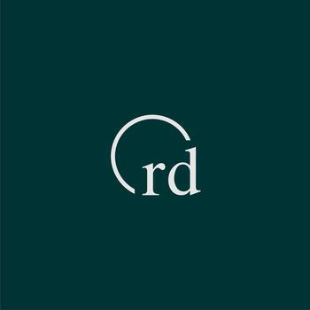 RD initial monogram logo with circle style design vector
