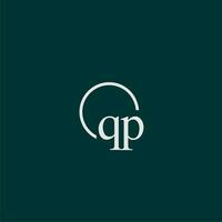 QP initial monogram logo with circle style design vector