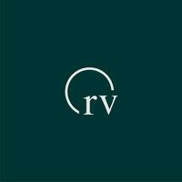 RV initial monogram logo with circle style design vector