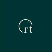RT initial monogram logo with circle style design vector