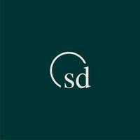 SD initial monogram logo with circle style design vector