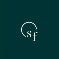 SF initial monogram logo with circle style design vector