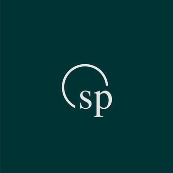 SP initial monogram logo with circle style design vector