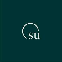 SU initial monogram logo with circle style design vector
