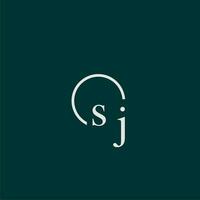 SJ initial monogram logo with circle style design vector