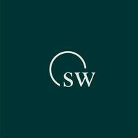 SW initial monogram logo with circle style design vector