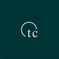 TC initial monogram logo with circle style design vector