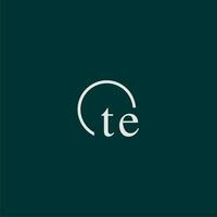 TE initial monogram logo with circle style design vector