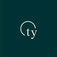 TY initial monogram logo with circle style design vector