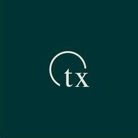 TX initial monogram logo with circle style design vector