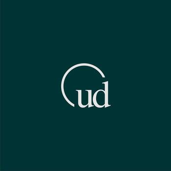 UD initial monogram logo with circle style design vector