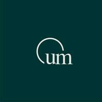 UM initial monogram logo with circle style design vector