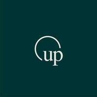 UP initial monogram logo with circle style design vector