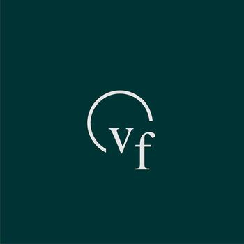 vf inicial monograma logo con circulo estilo diseño vector