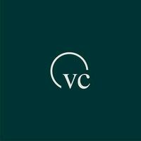 VC initial monogram logo with circle style design vector