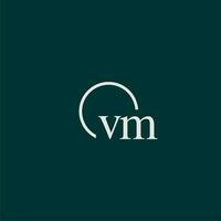 VM initial monogram logo with circle style design vector