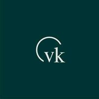 VK initial monogram logo with circle style design vector