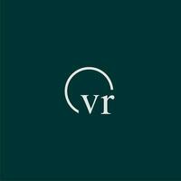 VR initial monogram logo with circle style design vector